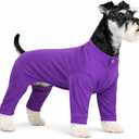 Lovelonglong Four Feet Dog Lightweight Pajamas, Pure Cotton Dog Jumpsuits 4 Legs Dog Onesies T-Shirt Stylish PJS Puppy Costume for Large Medium Small Dogs Purple L