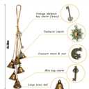 Set of 2 Witch Bells for Door  Featuring a Moon Wreath + Vintage Key, Said to Ward Off Negative Energy; Witches Bells Hanger for Front Door, Entryway & Doorknob; Witchy Decor