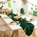Chumia 1 Pcs Dinosaur Party Decorations Table Runner 5.9 x 1.0 ft Dinosaur Birthday Party Table Cover Dino Green Palm Leaf Tablecloth for Baby Shower Jungle Safari Tropical Luau Birthday Supplies