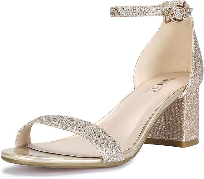 IDIFU Women's Cookie-LO Low Block Heels Chunky Sandals Ankle Strap Wedding Dress Pump Shoes 8.5