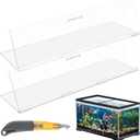 Sieral Aquarium Lids Polycarbonate Canopy 2 Pieces Set 22.95 x 16.61 x 0.12 inch for 75/90/110 Gallon with Center Brace Aquariums Cover Fish Tank Lid with a Hook Knife, Clear