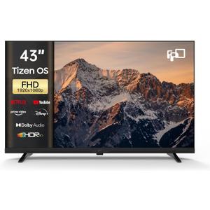 FPD Smart TV 43 Inch, 1080p FHD Television Powered by Tizen OS Compatible with Samsung TV Plus, Dolby Audio, HDR 10, SmartThings, Miracast, Gaming Hub, Voice Control Flat Screen TV (AT43-P1, 2025)