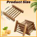 50 Pcs Bamboo Wood Soap Dish Bulk Natural Wooden Soap Holder Savers, Self-Draining Bathroom & Kitchen Soap Trays, Durable Handcrafted Wooden Soap Dishes 3.3 x 3.4 x 0.67 Inch