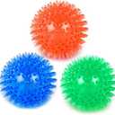 Orgrimmar 3.5" Dog Squeaky Chewing Balls 3 Packs Pet Soft Cleaning Teeth Toys Dogs Spiky Balls with High Bounce for Small Medium Large Pet Dog Toys