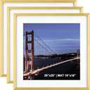 Yaetm 20x20 Gold Picture Frame Matted to 16x16, Set of 3, Thin Large Square Frame for Gallery Wall Display, Hanging Hardware Included (3 Pack, Gold) (20"x20", 3 pack, Gold)