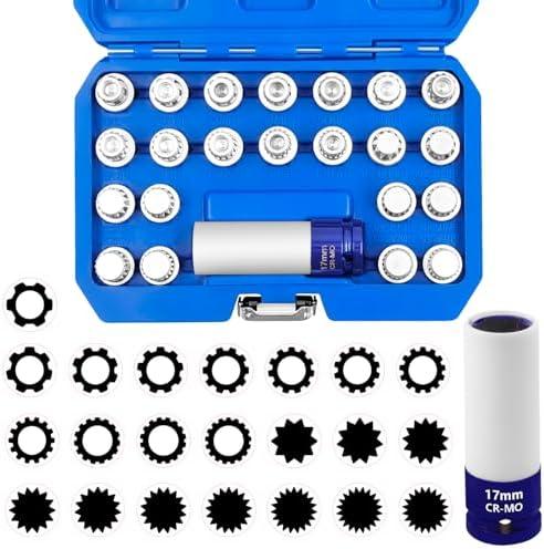 JEUCLEL 23PCS Wheel Lock Nut Key Kit - Compatible with VW, Audi, VAG - Anti-Theft Lug Nut Removal Tool