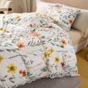 3 x OAITE Duvet Cover Set Queen Size Floral Pattern Ultra Soft 100% Cotton Duvet Cover Sets 3-PC, Breathable Duvet Cover with Zipper Closure & Corner Ties(2 Pillow Shams,1 Duvet Cover)