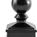 QWORK Fence Post Cap, 4 Pack 2" x 2" Decorative Piling Metal Caps with Top Ball, Black