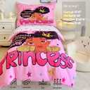 4 Piece Toddler Bedding Set for Girls,Toddler Black Girl Magic Comforter Set,Black Princess Toddler Bed Comforter Set Includes Comforter, Flat Sheet,Fitted Sheet,Pillowcase