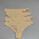 voenxe Seamless Women Underwear Thongs,No Show Ladies Thong,No Line Workout Breathable Comfortable Panties,Soft Undies,5-Pack, Medium, Apricot 
