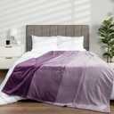 PAVILIA Purple Ombre Fleece Throw Blanket for Couch, Soft Flannel Blanket for Sofa Bed Room, Plush Lightweight Light Lavender Lilac Gradient Blanket, Cozy Microfiber Decorative Gift Throw, 50x60