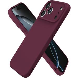 Oakxco for iPhone 17 Pro Max Case Silicone, Ultra Slim Thin Phone Case for Women Girls, Plain Solid Color Minimalist Aesthetic Cute Girly Design, Soft Rubber Gel TPU with Camera Cover, Burgundy Maroon