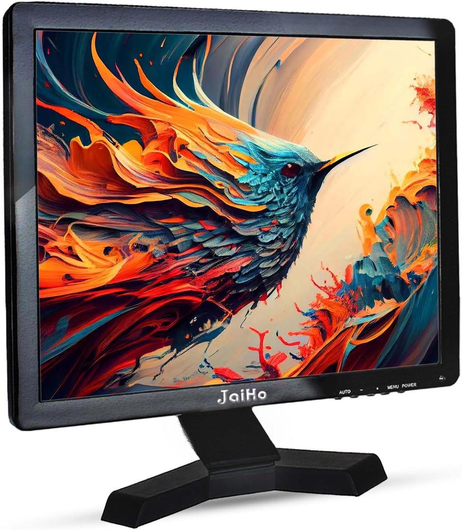 JaiHo 17 Inch PC Monitor TFT LCD Monitor - 1280 x 1024 Resolution 4:3 HDMI Monitor Color Display Screen with HDMI/VGA/BNC/AV/USB Earphone Input, Built-in Dual Speakers, Black