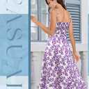 DRESSTELLS Women's Floral Wedding Guest Dress, Spring Easter Flowy Aline Midi Formal Mesh Boho Dresses for Tropical Summer Beach Party 2026 Purple Florl, Large