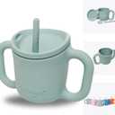 TalkTools ITSY Silicone Training Cup  Mini Straw Cup for Baby - Anti Leak, Spill Proof and BPA Free Cup with Straw Insertion for Kids (Sage)