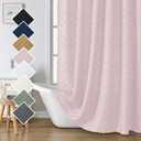 Lecloud Blush Pink Fabric Shower Curtain 72x72 Inches, Clip Jacquard Minimalist Cloth Shower Curtain for Bathroom, Chic Tufted Plaid Striped Boho Fabric Shower Curtain for Hotel