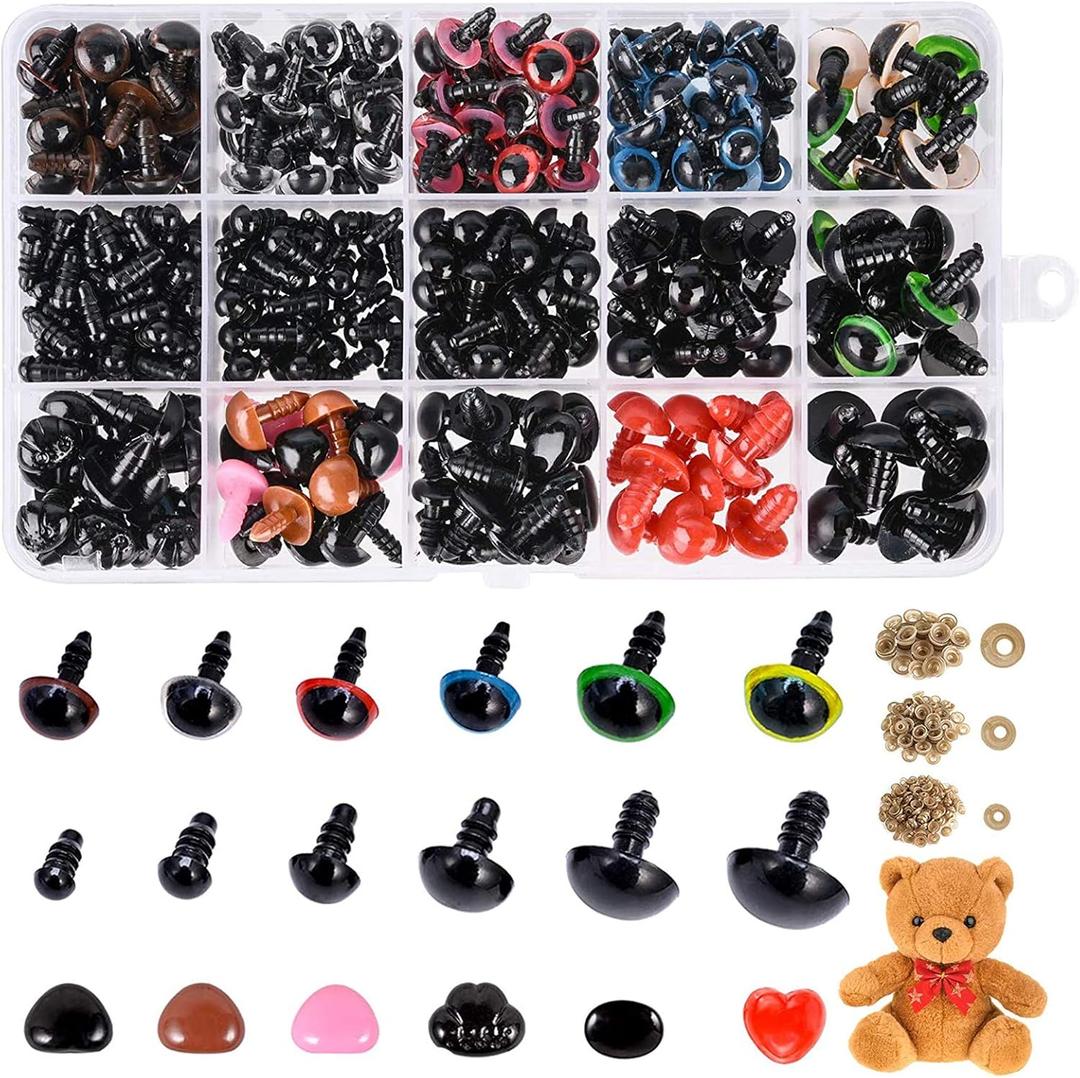Safety Eyes and Noses, 792PCS Colorful Safety Eyes for Amigurumi with Washers for Crafts/Crochet/Stuffed Animals