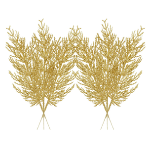 Sggvecsy 40 Pieces Artificial Glitter Leaf Gold Glittered Spray Picks 13 Fake Floral Leaf Branches Xmas Decoration for Christmas Tree DIY Wreath Crafts Gift Home Garden Decoration(Gold,40 Pieces)