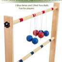 ApudArmis Ladder Toss Game Set, 35x26In Pine Wooden Golf Ladder Lawn Game with 6 Bolos Balls and Carrying Case - Outdoor Backyard Game for Teens Adults FamilyNew Version Sturdy Bolts