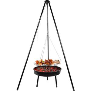 campfire grill, campfire tripod with a barbecue basin, suitable for outdoor travel and gatherings (chain)