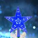 DERAYEE Christmas Tree Topper, 9 Inch Lighted Xmas Star Tree Topper Battery Operated Treetop for Christmas Tree Decorations Indoor Home Dcor (6H Timer, Blue Lights)