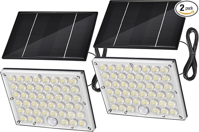 2pack 184 LED Solar Motion Lights Outdoor, Solar Wall Lights Outdoor Waterproof with 3 Modes Adjustable, Dusk to Dawn Solar Powered Security Light, Auto On/Off, for Porch, Patio