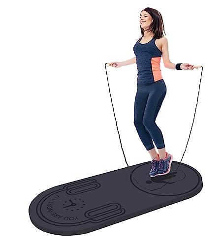 LERYG 8/20/30mm Jump Rope Mat Fitness Exercise Mat Durable, Non-Slip, Workout Mats with Jump Rope & Carrying Bag for Home Gym Flooring in Grey(55"x 24")