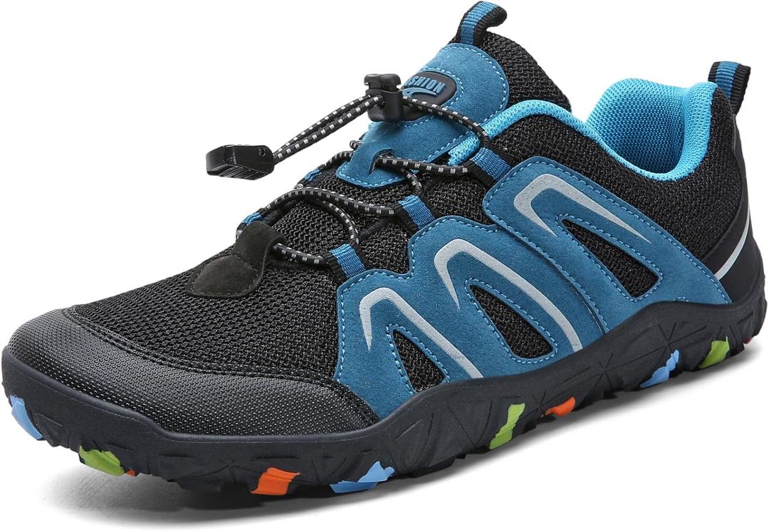 ASHION Boys Running Shoes | Barefoot Shoes | Wide Toe Box | Lightweight Athletic Walking Hiking Sneakers (1.5 Little Kid, Rs-blue/Grey)