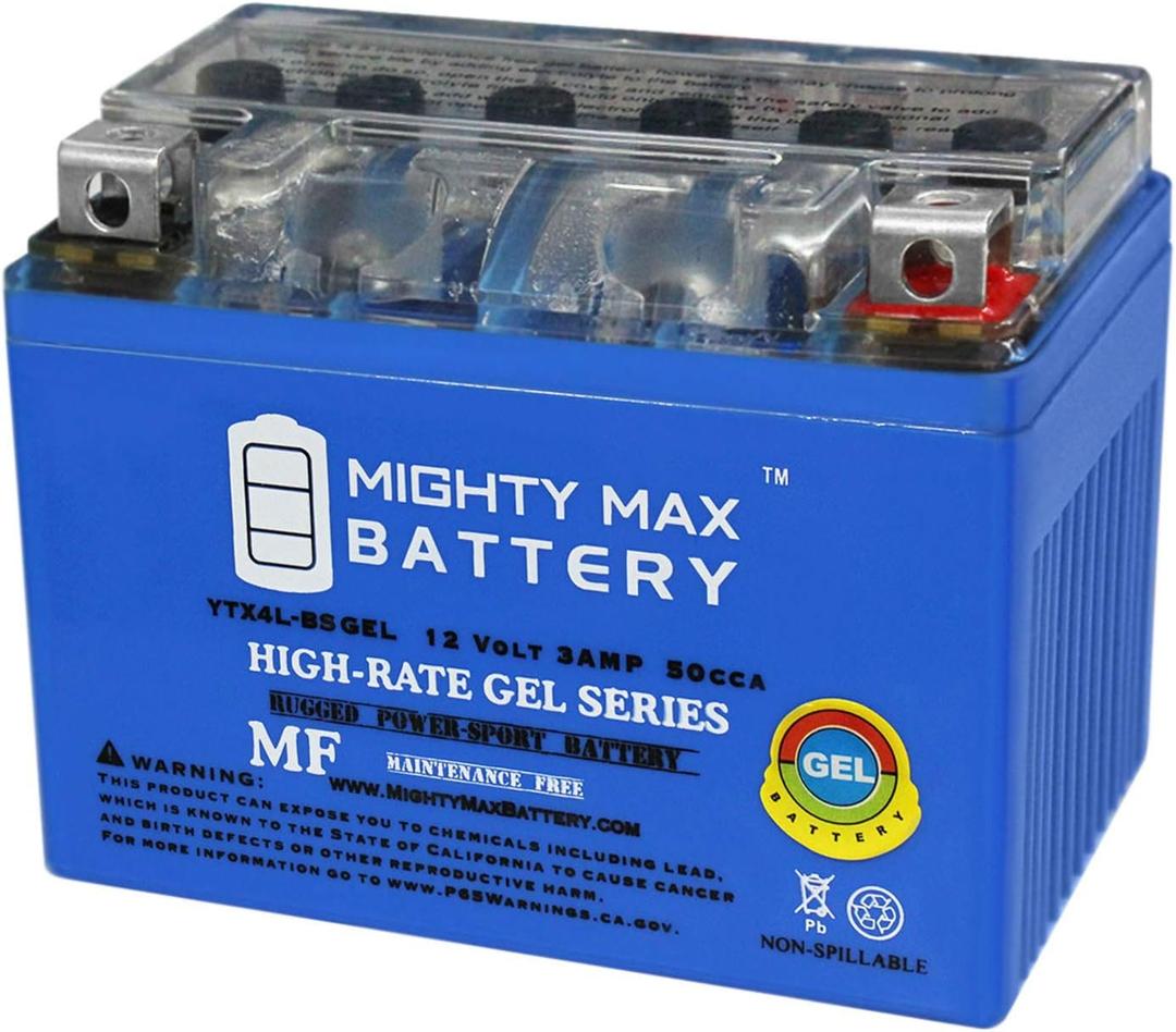 Mighty Max Battery YTX4L-BS Gel Battery for ATV Quad Dirt/Pit Bike 50/70/110/125 CC Brand Product