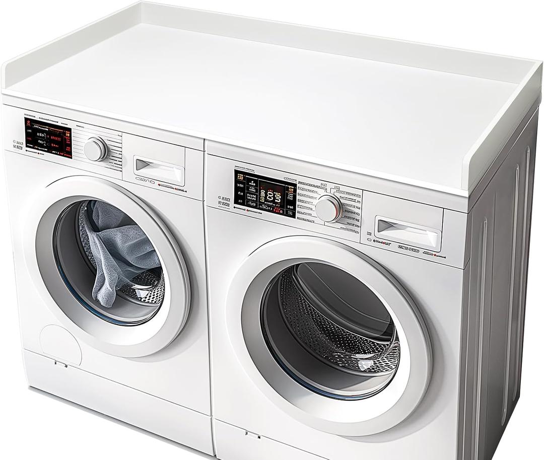 Gashell Washer Dryer Countertop, 27.5" x 54" Bamboo Washer and Dryer Countertop for Laundry Room Organization(White)