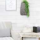 AuldHome Design Wall Hanging Pocket Basket; Woven Wicker Rustic Farmhouse Gray Washed Long Basket; 17 x 9 x 5 Inches