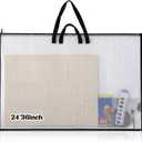 Shinylin 24x36 Inch Artwork Storage Organizer Large Poster Storage for Diamond Painting Cardboard Portfolio Collection Bag with Zipper and Two Handles Transparent Waterproof for Art Work Scrapbook
