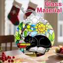 5 x Stained Glass Ornament, Christmas Ornament, Hanging Ornaments for Home Decor & Christmas Tree Ornaments Exquisite Holiday Decor, Xmas Gifts & Holiday Present - Black Cat