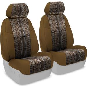 Coverking Custom Fit Front 50/50 Bucket Seat Cover for Select Chevrolet Models - Saddleblanket (Camel with Neosupreme Tan Sides)