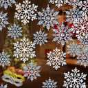 46 Pcs Glitter Snowflake Ornaments Various Size Plastic Winter Snowflakes Ornaments Christmas Tree Decorations with Silver Rope for Winter Wonderland Christmas Tree Window Door Accessories (Gild)
