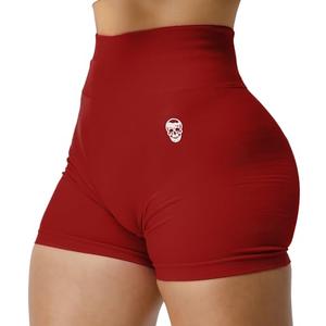 Gymreapers Seamless Shorts Infinity High Waist Biker Workout Scrunch Shorts for Women Athletic Gym Running Pilates Yoga Sport Short (Bloodshot Red), Size Medium