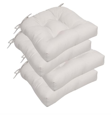 RACE LEAF Patio Chair Cushions 17x17 Inch 4 Pack, Thickened Outdoor Seat Cushions Water Resistant with Non-Slip Ties & Stain Resistant Tufted Design (Beige)