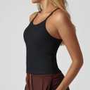 Womens Crop Tank Tops Seamless Yoga Sports Bra Padded Workout Halter Neck Camisole with Built in Bra (Black, M)