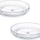 2 Pack 9 Inch Clear Acrylic Lazy Susan, Non-Skid Turntable Organizer for Cabinet, Kitchen, Pantry Organization Storage, Refrigerator, Vanity Makeup, Bathroom Countertop Organizing, Rotating Spice Rack