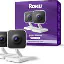 Roku Indoor Camera - Home Security - 2-Pack - Wired Security Camera & Pet Monitor with 1080p HD Color Night Vision, Works with Alexa & Google, Motion & Sound Detection, WDR & WiFi 6