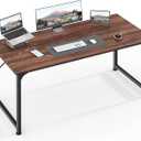 Huuger Computer Desk, 48 Inch Office Desk, Gaming Desk with Storage, Writing Desk Work Desk for Home Office, Study, Modern Simple Desk, Large Legroom, Metal Frame, Walnut