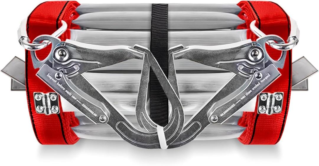 Fire Escape Ladder, 13 Ft 2 Story Collapsible Lightweight Ladder with 2 Heavy Hooks & Wide Feet, Reusable Anti-Slip Emergency Ladder for Windows & Balconies