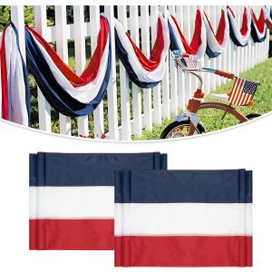 2Pack Patriotic Bunting US Flag Decorations 4th of July Decor 2x20 Ft Large Red, White & Blue Banner Veterans Day Memorial Days Celebration Outdoor Porch Garden