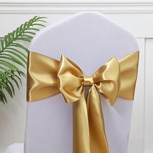 Satin Baby Blue Chair Sashes 50 Pack, Light Blue Chair Bows for Wedding Gender Reveal Baby Shower Party Birthday Decor, Blue Sashes for Chairs for Folding Chairs