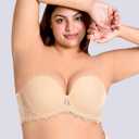Plusfreeee Strapless Bras for Women Padded Convertible Non Slip Full Coverage Bra Underwire Support Beige 40E