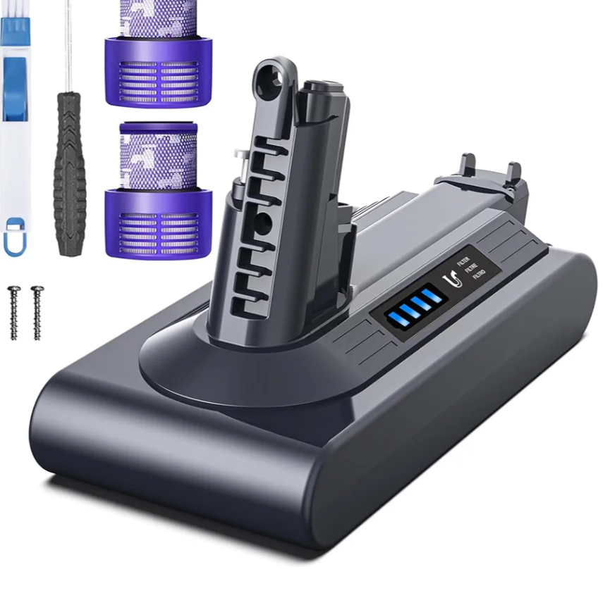 Morpilot Replacement Battery for V10, 25.2V 8000mAh Li-ion Battery Perfectly Compatible with V10 Cyclone V10Animal V10Absolute V10Fluffy V10Motorhead Series Vacuum, 2 Post-Filter Included