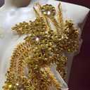 1 Pair of Handmade Rhinestone Appliques,26.5 * 18cm Gold Applique for Dress Wedding,Banquet Evening Gown,Photograph Shot Sewing Rhinestone Patches(Gold)