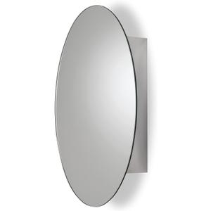 Croydex Tay Oval Stainless Steel Medicine Cabinet with Mirrored Door, Fixed Shelf-Fully Assembled Bathroom Medicine Cabinet, Discreet Storage Solution - Medicine Cabinets for Bathroom