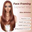 BrownBomb Cooper Blond Wear and Go Glueless Wigs Pre Plucked Pre Cut for Beginners Synthetic Lace Front Wigs For Woman With Bangs Long layered Straight 26 Inch Ginger Highlights 3 Seconds to Wear