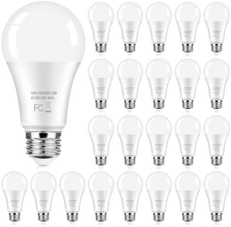 24-Pack LED Light Bulbs 100 Watt Equivalent, 14W 1600Lumens Bright A19 LED Bulbs, Standard E26 Medium Screw Light Bulbs 5000K Daylight White, 90+ CRI, 25000+Hrs Lifespan, No-Flicker, Non-Dimmable